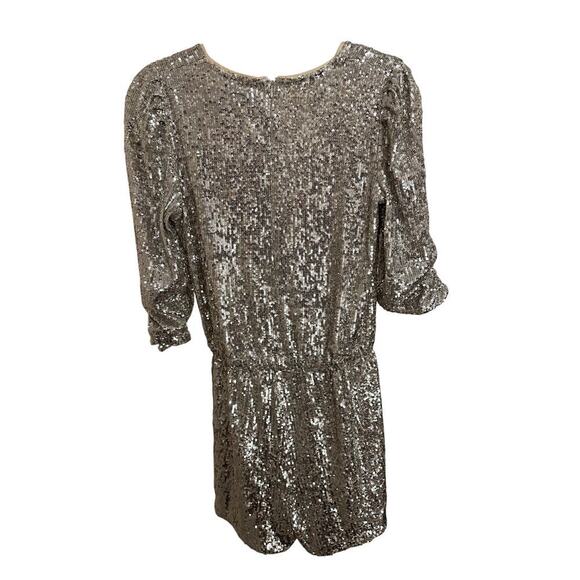 NWT Generation Love Allegra Sequined Faux Wrap Jumpsuit Silver Small - Picture 5 of 6